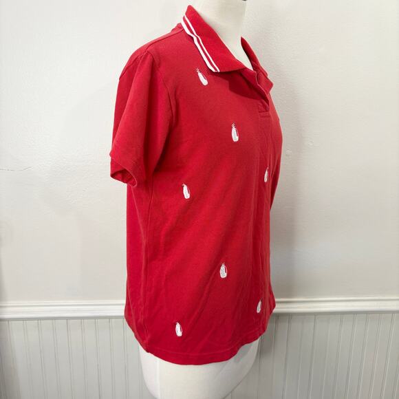 Allyson Whitmore Size M Vintage AW Golf Polo Embroidered Clubs Bag Red White - Picture 12 of 12